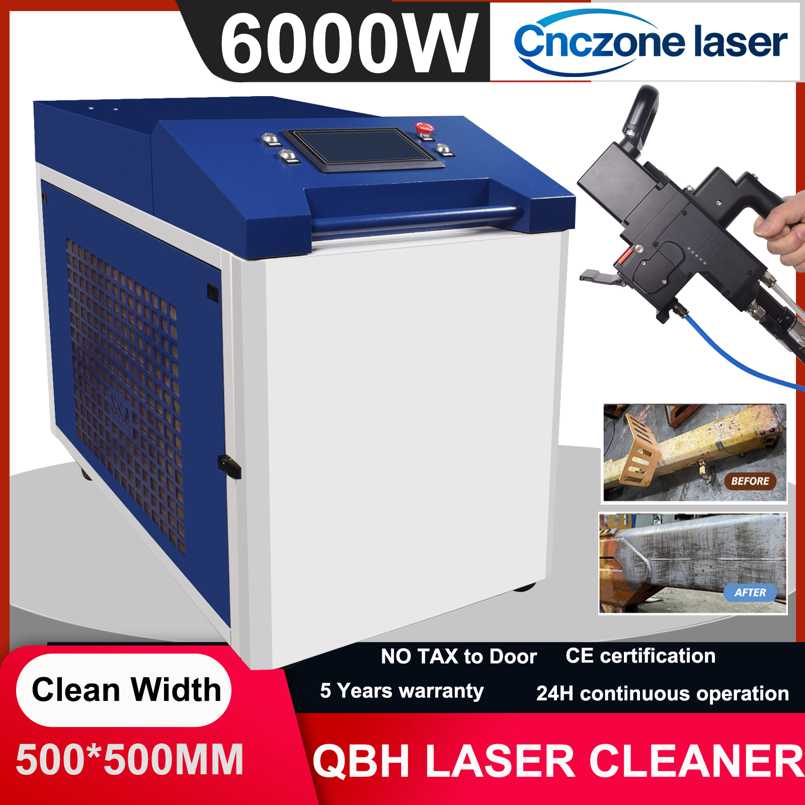 Industrial Laser Paint Remover - 6000W Fiber Laser Cleaner 6000W Water