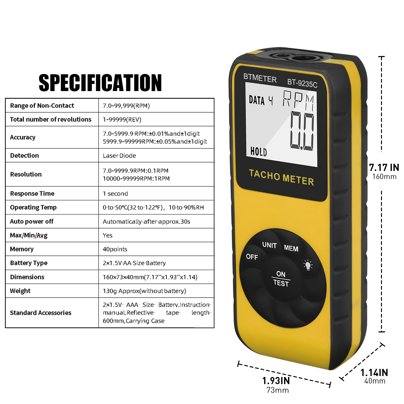 BTMETER BT-9235C Laser Tachome – Industrial Laser Tachometer Bewertung und Preis