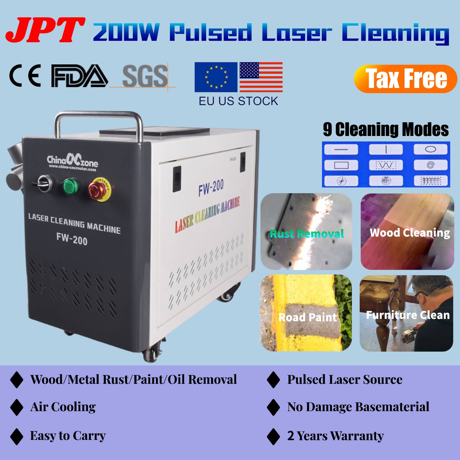 JPT 200W Pulsed Laser Cleaning – Industrial Laser Paint Remover Bewertung und Preis